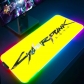 Eco-friendly Cyberpunk 2077 Glowing RGB LED Mouse Pad 4mm Thickness for Gaming Keyboard USB Anti-slip Rubber Base Desk Mat